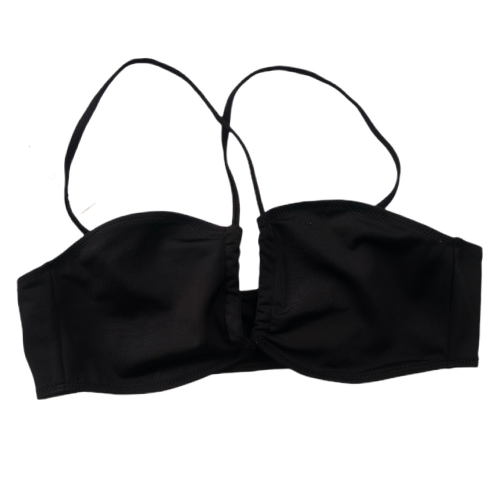 PacSun Bikini Top Womens Medium Black Notched Bandeau Swimsuit New NWT 60359‎